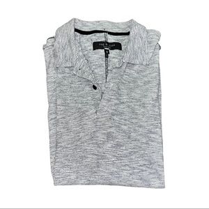 rag & bone Linen Polo Striped Black Size Medium
